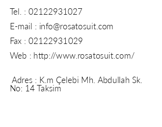Rosato Suit Hotel iletiim bilgileri